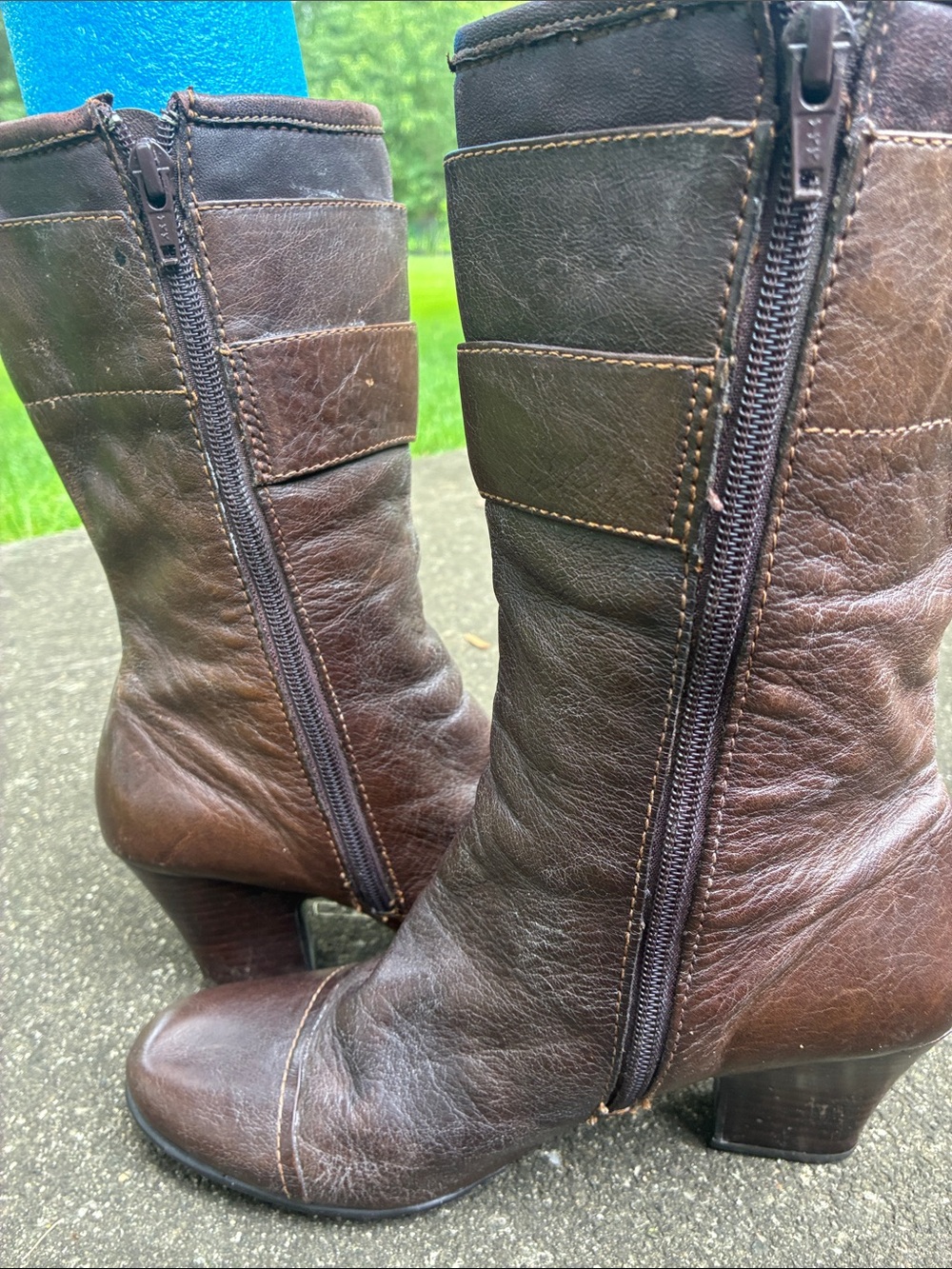 Born Brown Leather Mid-Calf Heeled Boots - Picture 8 of 11